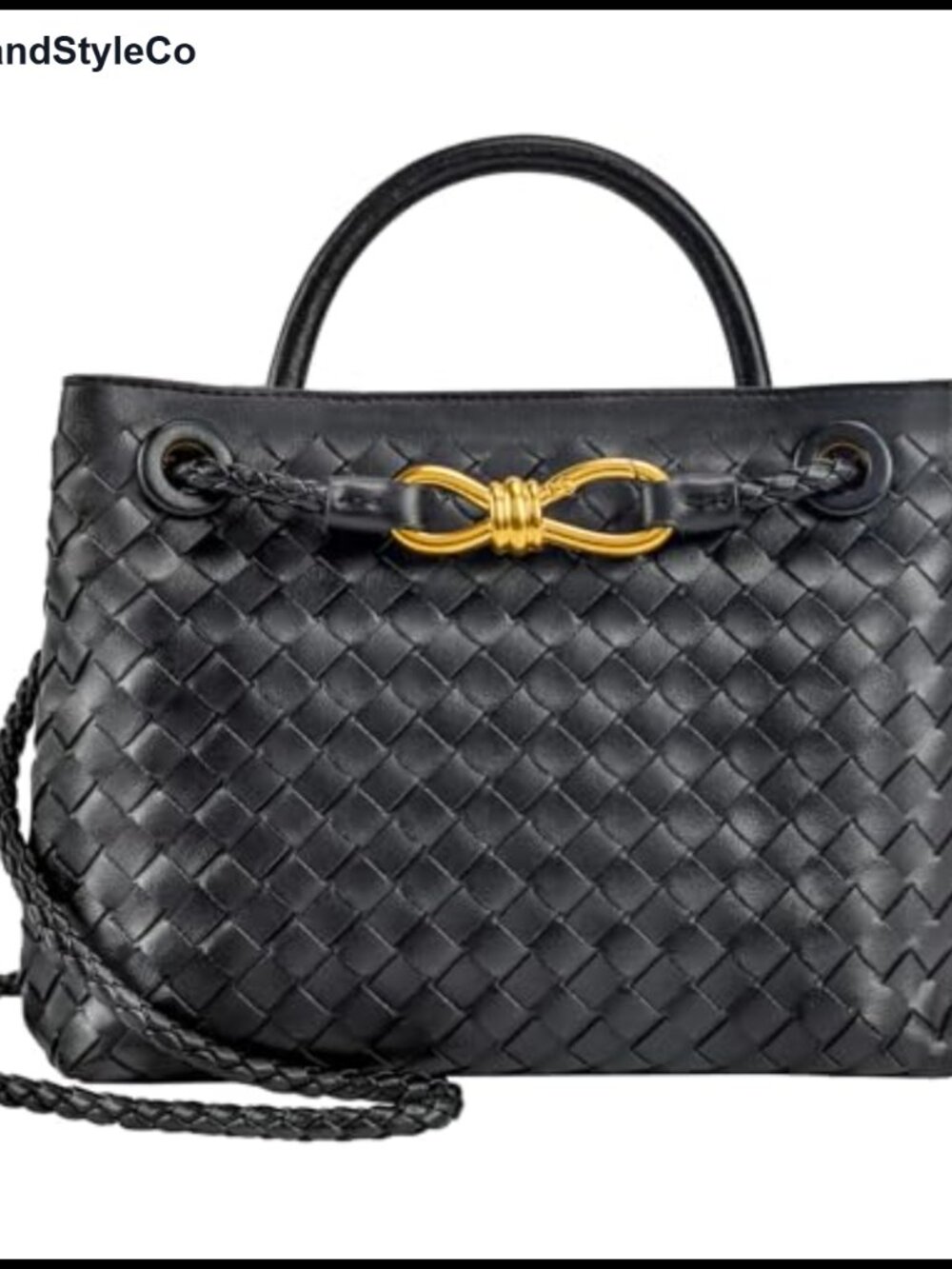Woven Tote Bag PU Leather Top Handle Shoulder Crossbody Purse